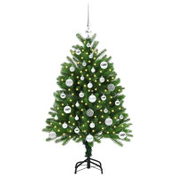 Produktbild för Julgran med 150 LED-lampor med stativ Grön 120 cm PE