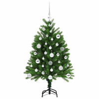 Produktbild för Julgran med 150 LED-lampor med stativ Grön 120 cm PE