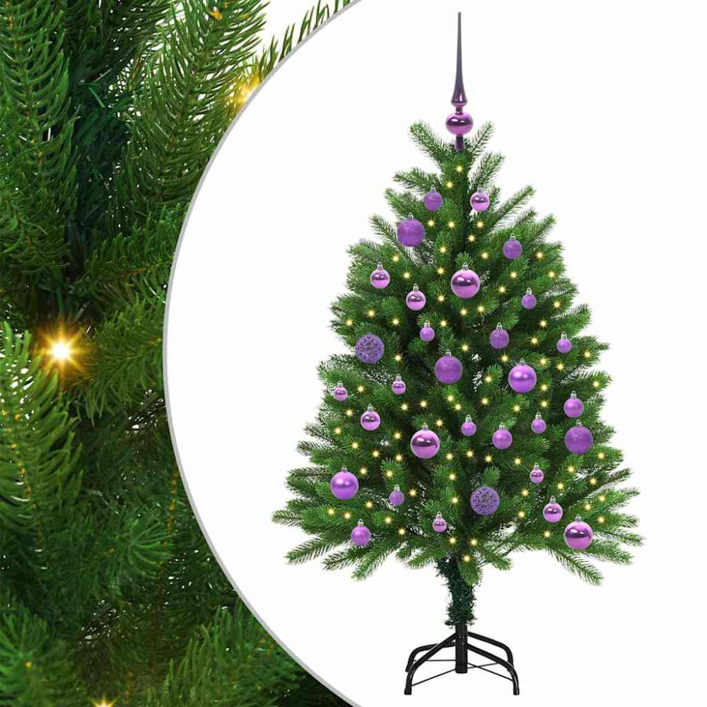 Produktbild för Julgran med 150 LED-lampor med stativ Grön 120 cm PE