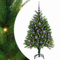 Produktbild för Julgran med 150 LED-lampor med stativ Grön 120 cm PE