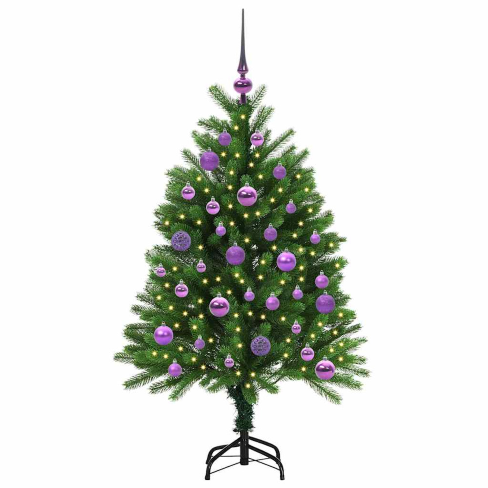 Produktbild för Julgran med 150 LED-lampor med stativ Grön 120 cm PE