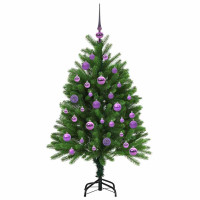 Produktbild för Julgran med 150 LED-lampor med stativ Grön 120 cm PE
