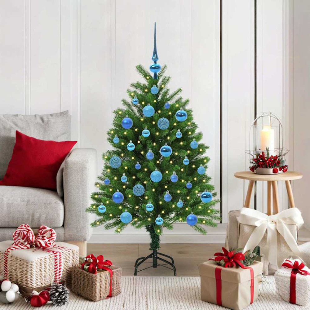 Produktbild för Julgran med 150 LED-lampor med stativ Grön 120 cm PE
