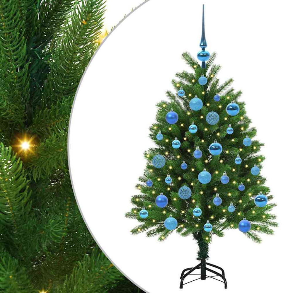 Produktbild för Julgran med 150 LED-lampor med stativ Grön 120 cm PE
