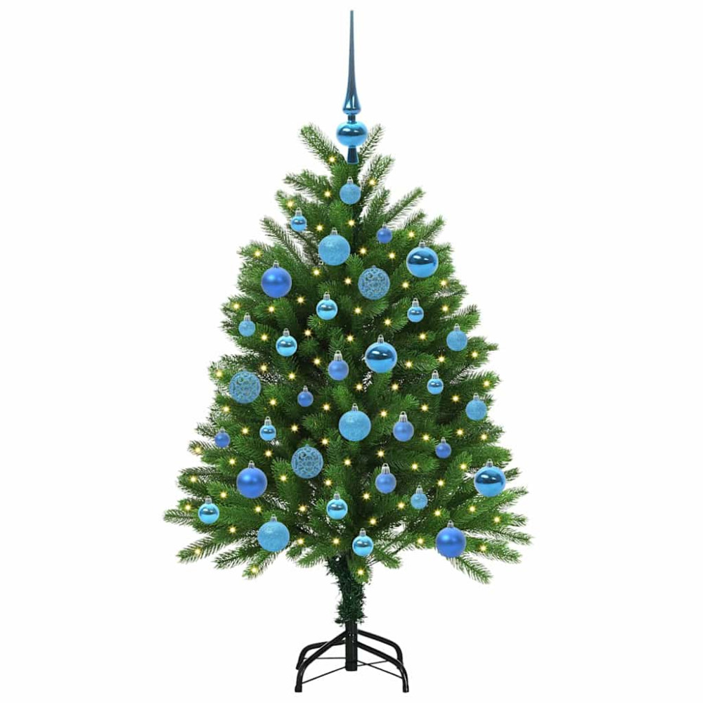 Produktbild för Julgran med 150 LED-lampor med stativ Grön 120 cm PE