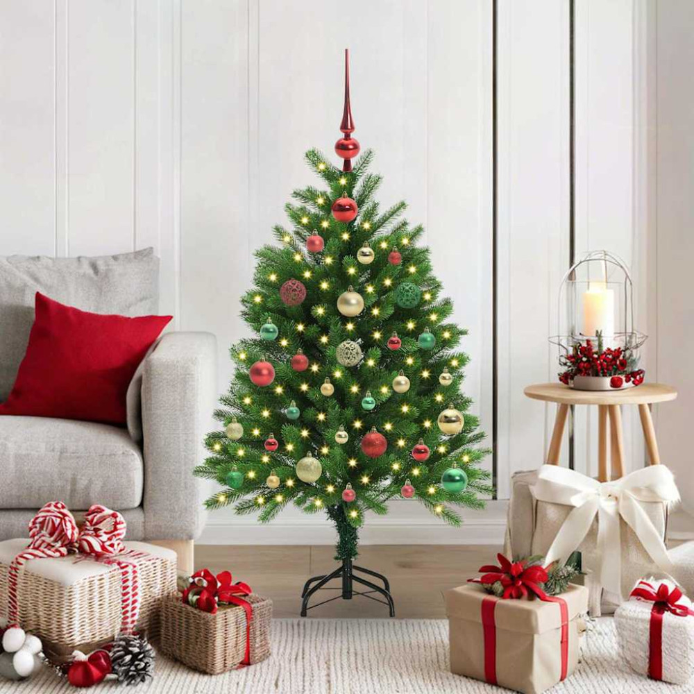 Produktbild för Julgran med 150 LED-lampor med stativ Grön 120 cm PE