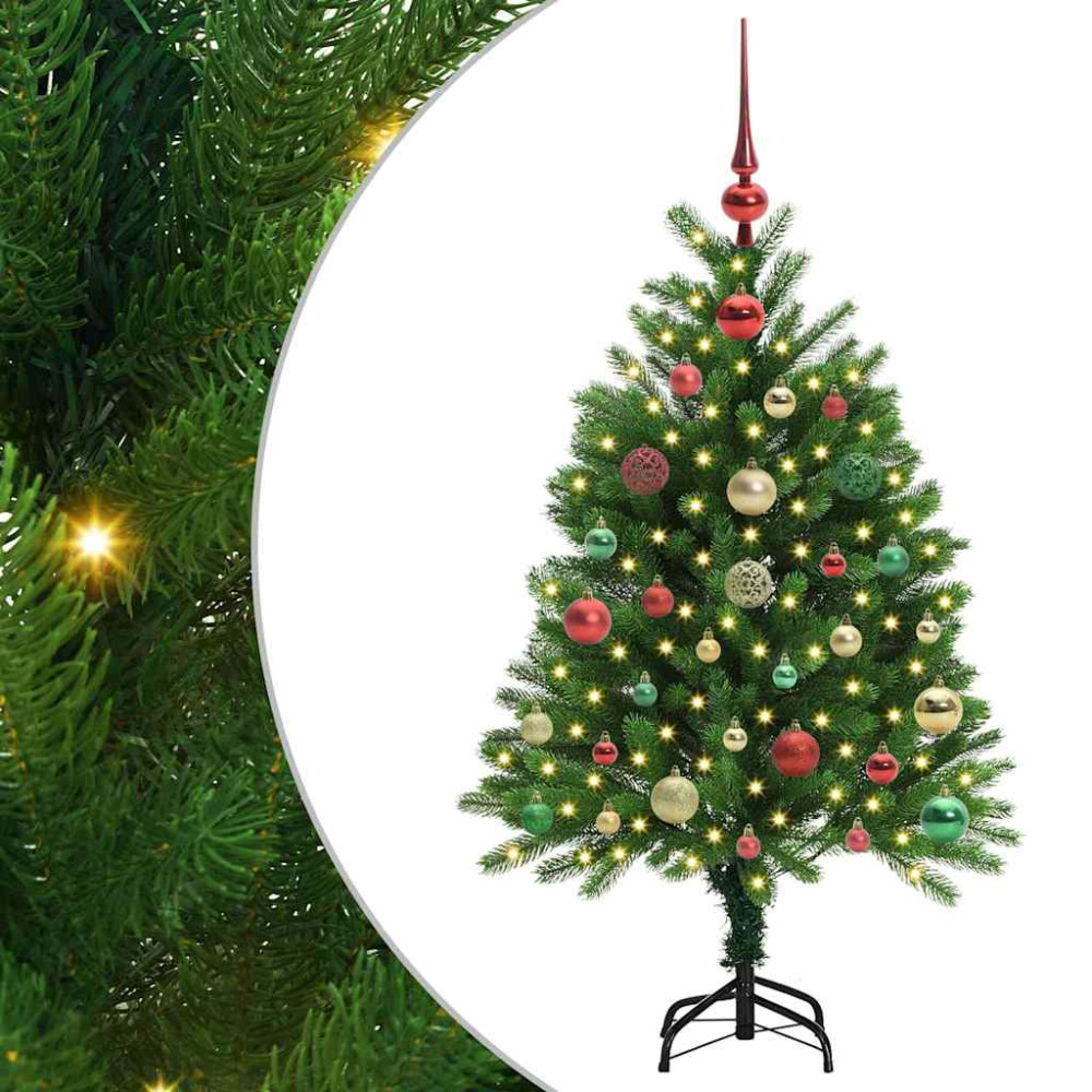 Produktbild för Julgran med 150 LED-lampor med stativ Grön 120 cm PE