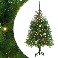 Produktbild för Julgran med 150 LED-lampor med stativ Grön 120 cm PE