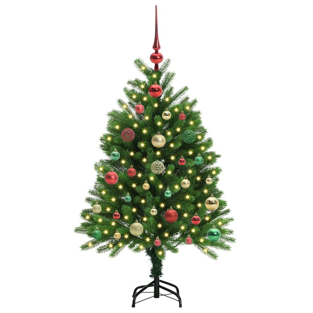 Produktbild för Julgran med 150 LED-lampor med stativ Grön 120 cm PE