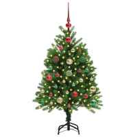 Produktbild för Julgran med 150 LED-lampor med stativ Grön 120 cm PE