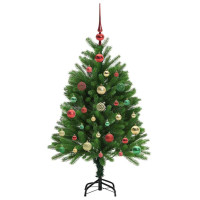 Produktbild för Julgran med 150 LED-lampor med stativ Grön 120 cm PE
