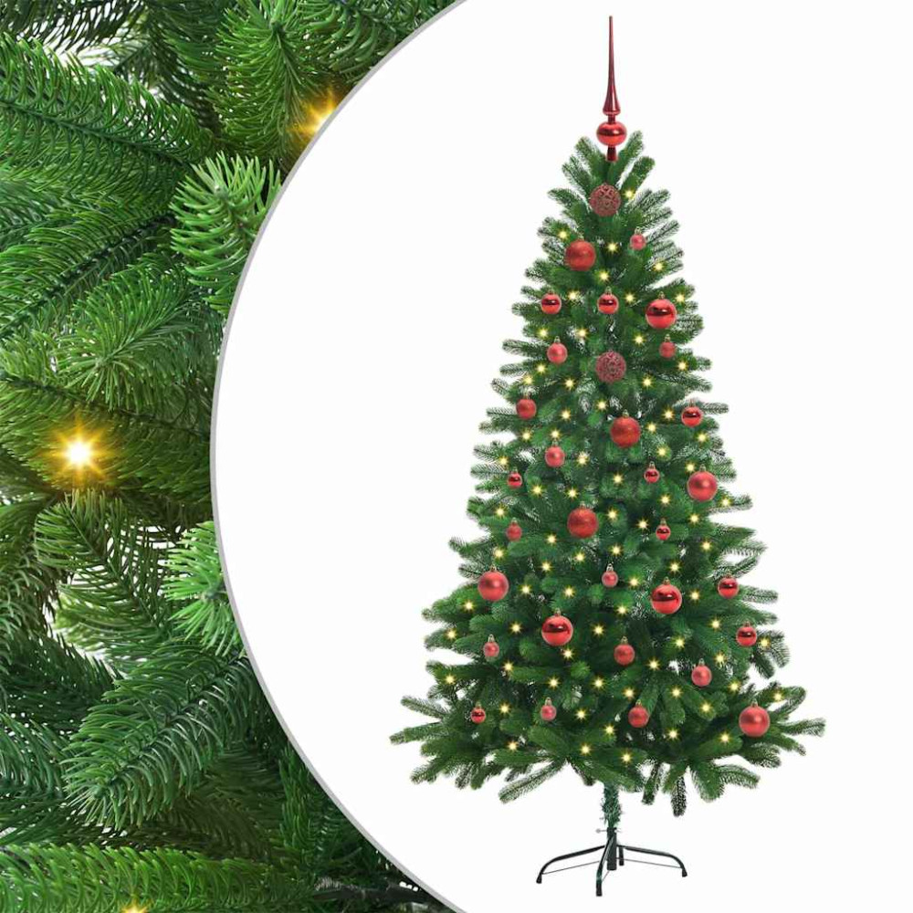 Produktbild för Julgran med 150 LED-lampor med stativ Grön 150 cm PE