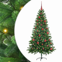 Produktbild för Julgran med 150 LED-lampor med stativ Grön 150 cm PE