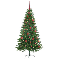 Produktbild för Julgran med 150 LED-lampor med stativ Grön 150 cm PE
