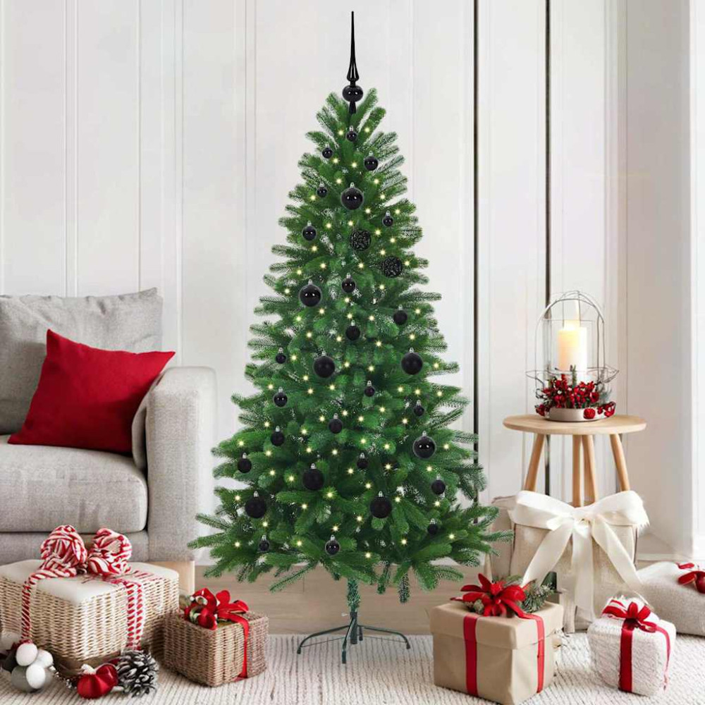 Produktbild för Julgran med 150 LED-lampor med stativ Grön 150 cm PE