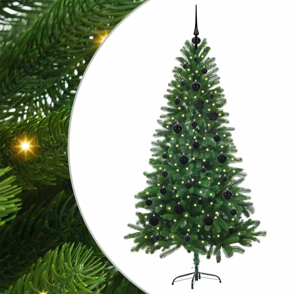 Produktbild för Julgran med 150 LED-lampor med stativ Grön 150 cm PE