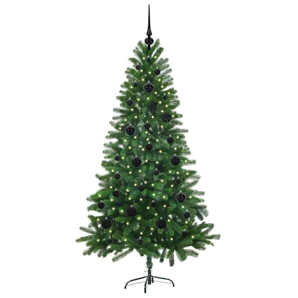 Produktbild för Julgran med 150 LED-lampor med stativ Grön 150 cm PE