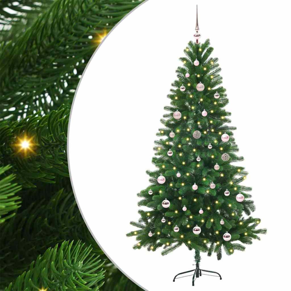 Produktbild för Julgran med 150 LED-lampor med stativ Grön 150 cm PE
