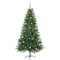 Produktbild för Julgran med 150 LED-lampor med stativ Grön 150 cm PE