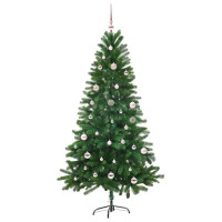 Produktbild för Julgran med 150 LED-lampor med stativ Grön 150 cm PE