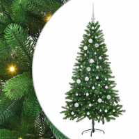 Produktbild för Julgran med 150 LED-lampor med stativ Grön 150 cm PE