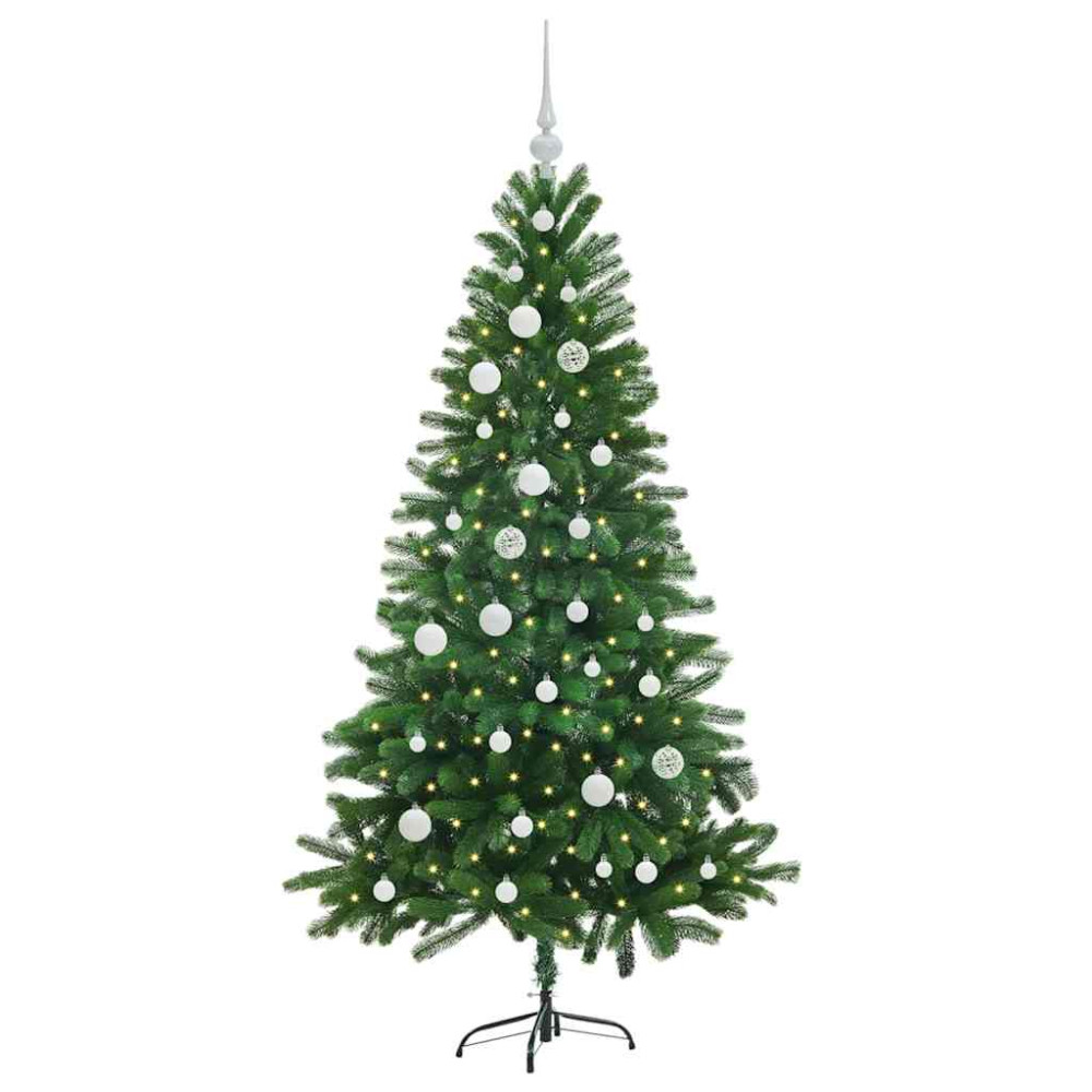 Produktbild för Julgran med 150 LED-lampor med stativ Grön 150 cm PE
