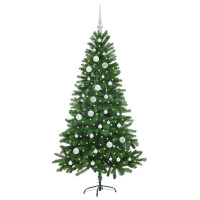 Produktbild för Julgran med 150 LED-lampor med stativ Grön 150 cm PE