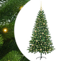 Produktbild för Julgran med 150 LED-lampor med stativ Grön 150 cm PE
