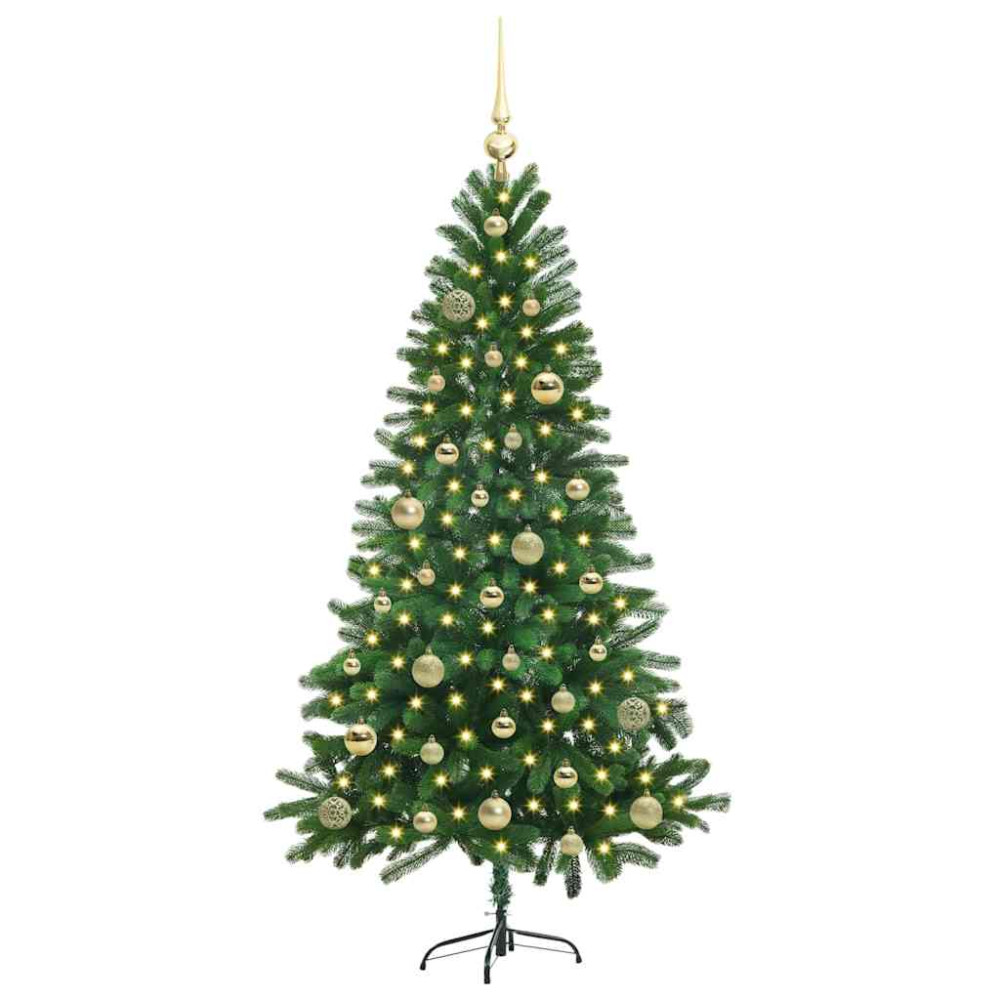 Produktbild för Julgran med 150 LED-lampor med stativ Grön 150 cm PE