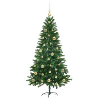 Produktbild för Julgran med 150 LED-lampor med stativ Grön 150 cm PE