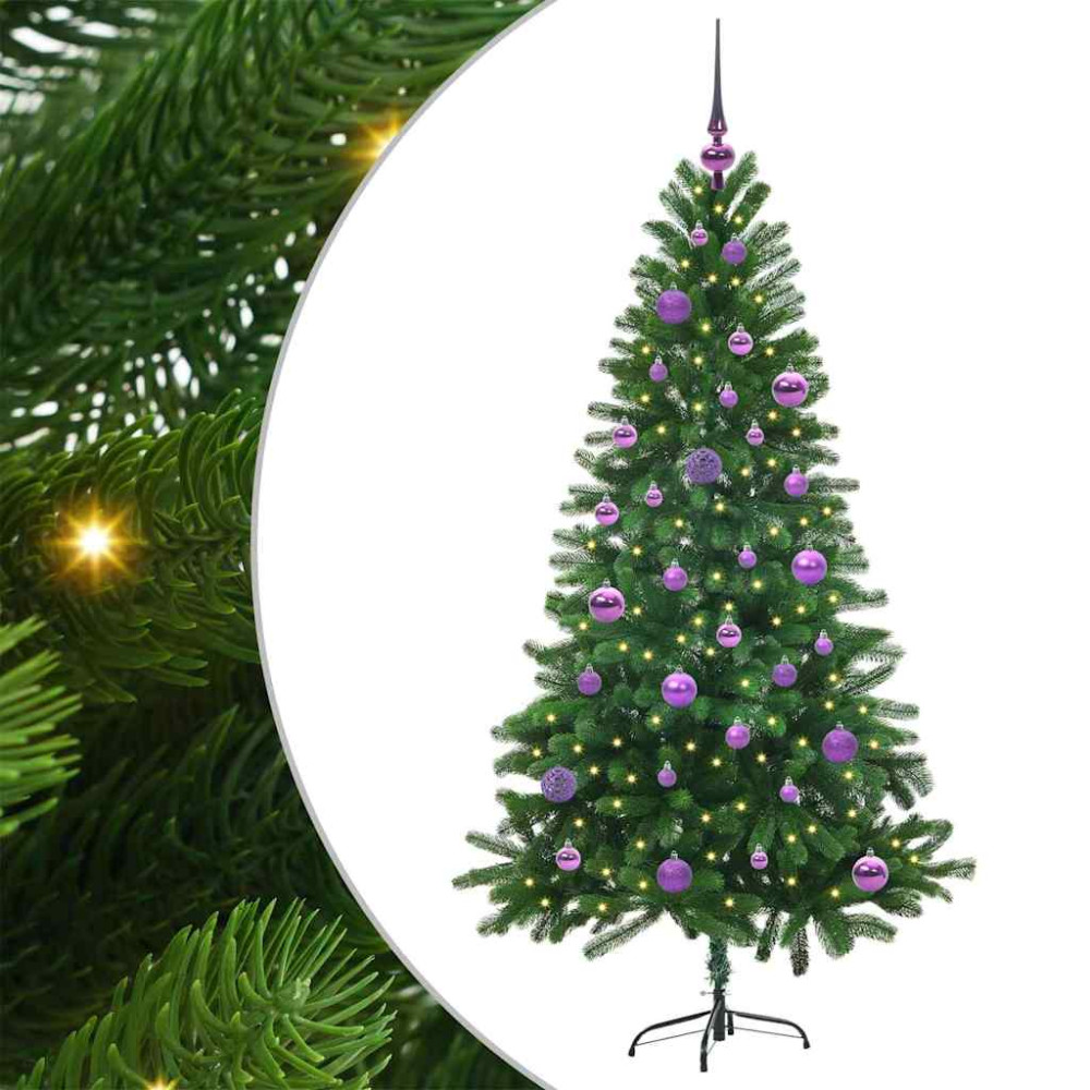 Produktbild för Julgran med 150 LED-lampor med stativ Grön 150 cm PE