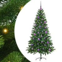 Produktbild för Julgran med 150 LED-lampor med stativ Grön 150 cm PE