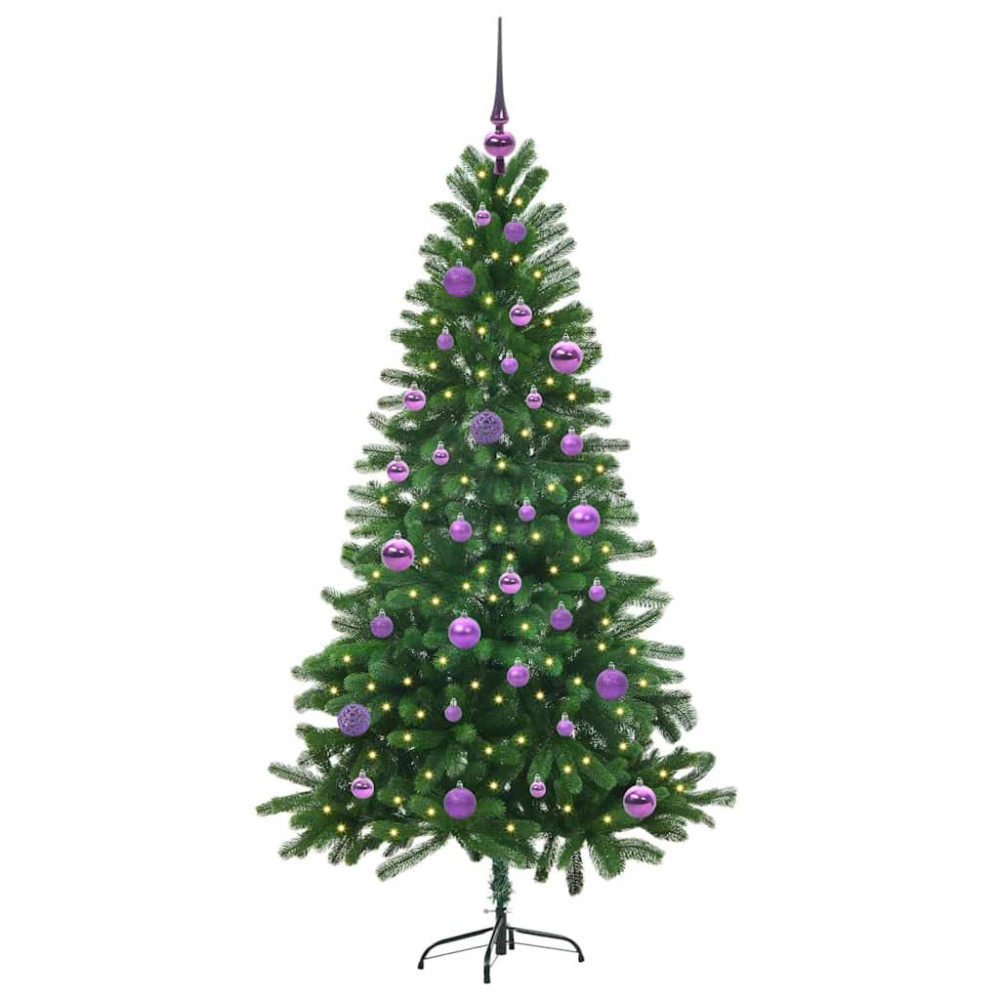 Produktbild för Julgran med 150 LED-lampor med stativ Grön 150 cm PE
