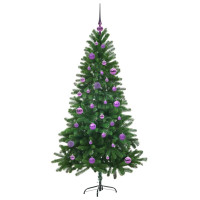 Produktbild för Julgran med 150 LED-lampor med stativ Grön 150 cm PE