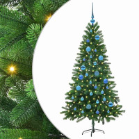 Produktbild för Julgran med 150 LED-lampor med stativ Grön 150 cm PE