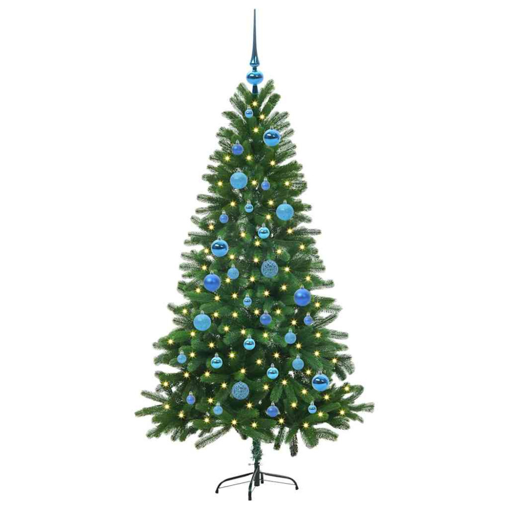 Produktbild för Julgran med 150 LED-lampor med stativ Grön 150 cm PE