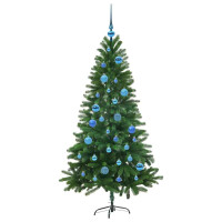 Produktbild för Julgran med 150 LED-lampor med stativ Grön 150 cm PE