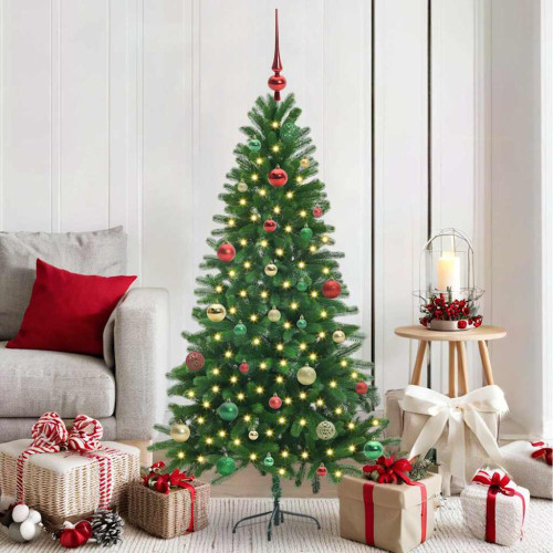 vidaXL Julgran med 150 LED-lampor med stativ Grön 150 cm PE