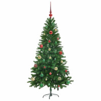 Produktbild för Julgran med 150 LED-lampor med stativ Grön 150 cm PE