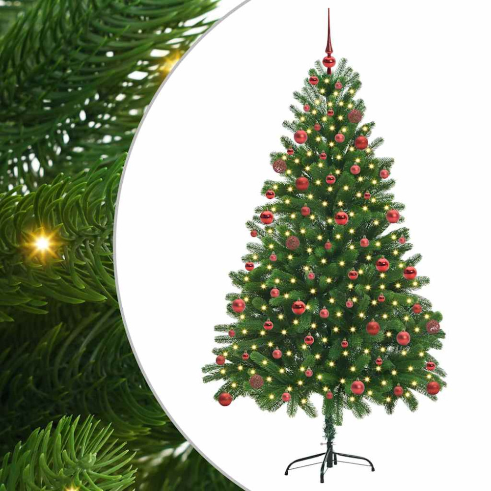 Produktbild för Julgran med 300 LED-lampor med stativ Grön 180 cm PE