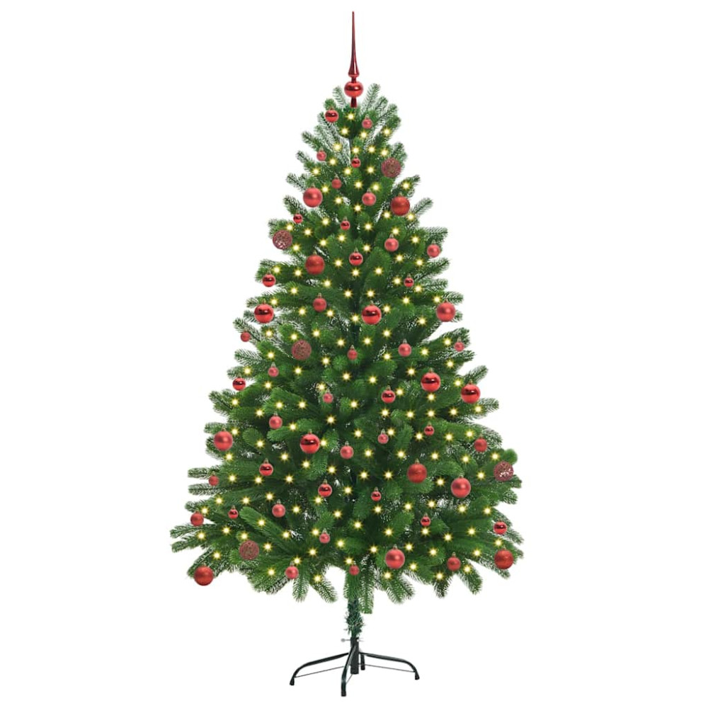 Produktbild för Julgran med 300 LED-lampor med stativ Grön 180 cm PE