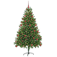 Produktbild för Julgran med 300 LED-lampor med stativ Grön 180 cm PE