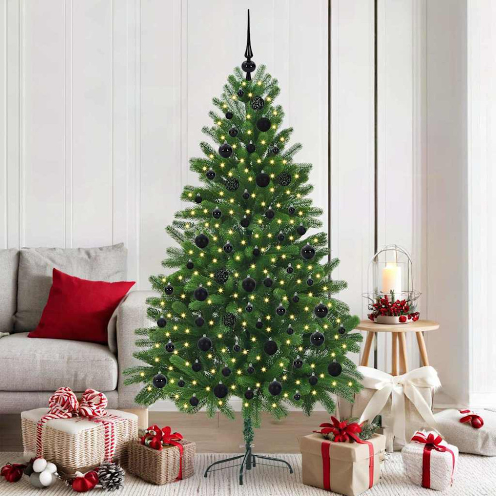 Produktbild för Julgran med 300 LED-lampor med stativ Grön 180 cm PE