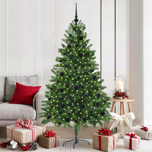 vidaXL Julgran med 300 LED-lampor med stativ Grön 180 cm PE