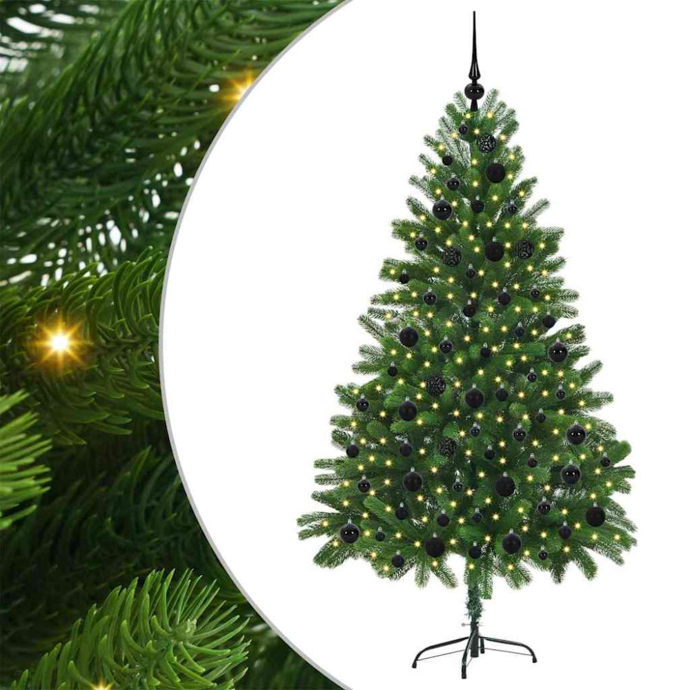 Produktbild för Julgran med 300 LED-lampor med stativ Grön 180 cm PE