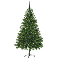 Produktbild för Julgran med 300 LED-lampor med stativ Grön 180 cm PE