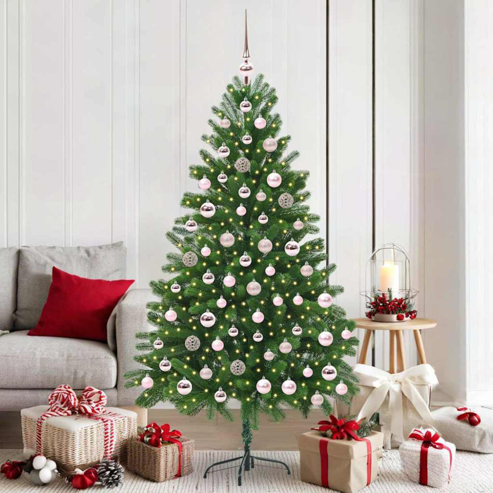 Produktbild för Julgran med 300 LED-lampor med stativ Grön 180 cm PE