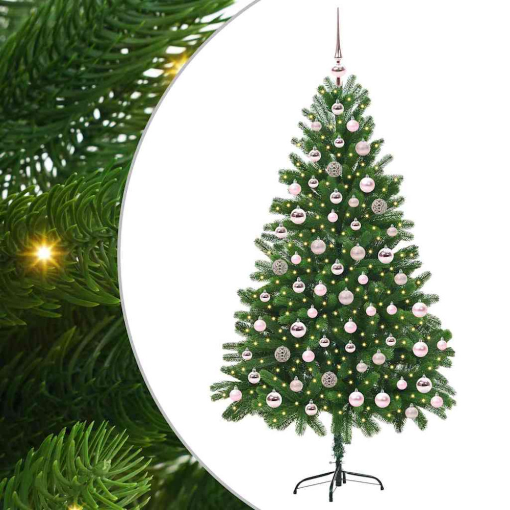 Produktbild för Julgran med 300 LED-lampor med stativ Grön 180 cm PE