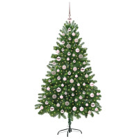 Produktbild för Julgran med 300 LED-lampor med stativ Grön 180 cm PE