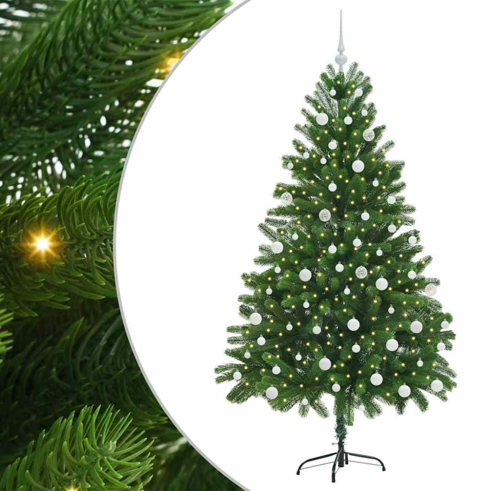 Produktbild för Julgran med 300 LED-lampor med stativ Grön 180 cm PE
